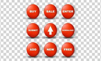 unique creative 3d style button red icon isolated on vector