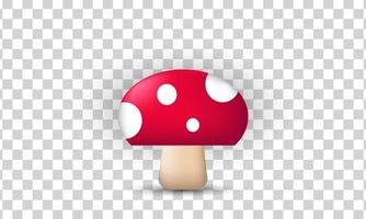 unique 3d cute red mushroom concept design icon isolated on vector