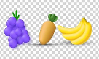 diseño de icono de conjunto fresco de vegetales 3d único aislado en vector