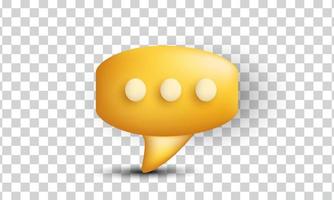 unique creative 3d  yellow speech dialog bubble icon isolated on vector