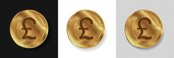 Pound sterling symbol for UK Britain currency golden coins free vector template
