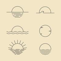 conjunto de sol línea minimalista arte logotipo icono plantilla vector ilustración diseño