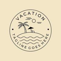 diseño minimalista de vector de logotipo de insignia de arte de línea de vacaciones