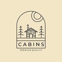 cabin minimalist line art badge logo vector template  illustration design