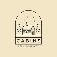 cabin minimalist line art badge logo vector template illustration design