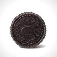 3d realistic vector icon. Front view chocolate cookies for brand packaging. Isolated on white background.