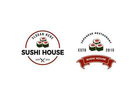 Sushi Restaurant Logo Design Template. vector