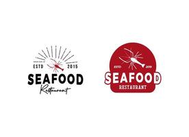 Seafood Restaurant Logo Design Template. vector