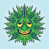 Weed leaf cute emoji smile Vector illustrations for your work Logo, mascot merchandise t-shirt, stickers and Label designs, poster, greeting cards advertising business company or brands.