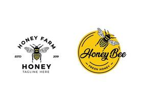 Honey Farm and bee company logo design template.