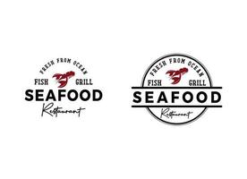 Seafood Restaurant Logo Design Template. vector