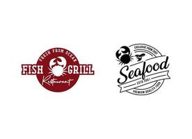 Seafood Restaurant Logo Design Template. vector