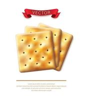Vector icon. Realistic square crackers for brand emblem and packaging.