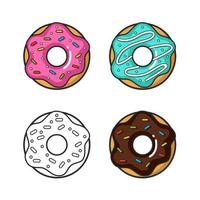 Vector colorful icon of four doughnuts. Isolated on white background.