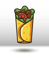 Vector colorful icon of burrito. Isolated on white background.