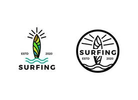 emblema de surf vintage para diseño web o impresión. vector