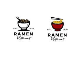 Japanese Ramen Noodle Restaurant Logo Design Template.