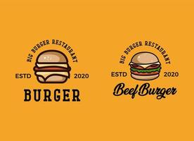 Ilustración de vector de logotipo de comida rápida de hamburguesa