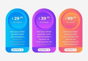 Subscription plans and Pricing table interface web template with gradient for business. Art design modern banner list. Abstract concept graphic websites, applications element. vector