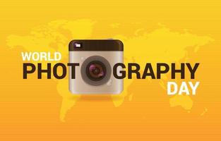 World Photography Day with Camera Background vector