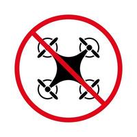 Ban Drone Aerial Zone Black Silhouette Icon. Forbidden Quadcopter on Remote Control Pictogram. Prohibited Unmanned Camera Red Stop Circle Symbol. No Allowed Drone Sign. Isolated Vector Illustration.