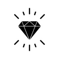 Diamond Shine Black Silhouette Icon. Luxury Jewel Crystal Gem Glyph Pictogram. Gemstone Brilliant Flat Symbol. Play Gambling Casino Slot Machine Jackpot Sign. Isolated Vector Illustration.