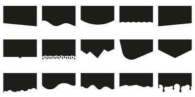 plantilla de formas modernas de divisores negros para el conjunto de pictogramas del sitio web. líneas curvas, gotas, colección de ondas de elementos de diseño abstracto para el sitio web de la página superior e inferior. ilustración vectorial aislada. vector