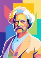 ilustración de arte pop del novelista de mark twain de los estados unidos vector