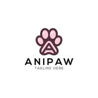 Paw and letter A logo design template with playful style vector