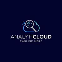 Data cloud and magnifier logo design template with minimalist style vector