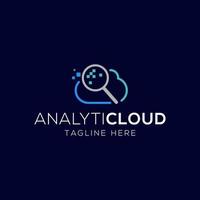 Data cloud and magnifier logo design template with minimalist style vector