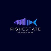 Fish and real estate logo design template with modern style vector