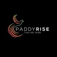 Paradise bird and paddy logo design template with modern style vector