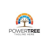 Tree and solar panel logo design template with modern style vector