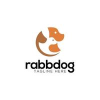 Dog and rabbit logo design template with negative style vector