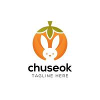 Chuseok logo design template with trendy negative space style vector