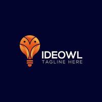 Owl and light bulb logo design template with modern style vector