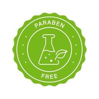 Paraben Chemical Free Stamp. Free Plastic Eco Organic Cosmetic Green Label. Non Paraben Sticker. No Preservative, Safety Natural Product Symbol. Quality Food Seal. Isolated Vector Illustration.