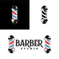 logotipo de barbería, afiche o concepto de diseño de pancartas con poste de barbero. ilustración vectorial vector