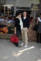 LOS ANGELES, OCT 23 - Marilyn and Jeffrey Katzenberg arriving at the Puss In Boots Premiere at the Regency Village Theater on October 23, 2011 in Westwood, CA photo