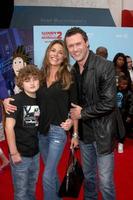 LOS ANGELES, SEP 21 - David O Mara, Paige Turco, Jason O Mara at the Cloudy With A Chance of Meatballs 2 Los Angeles Premiere at Village Theater on September 21, 2013 in Westwood, CA photo