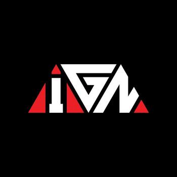 IGN triangle letter logo design with triangle shape. IGN triangle logo design monogram. IGN triangle vector logo template with red color. IGN triangular logo Simple, Elegant, and Luxurious Logo. IGN
