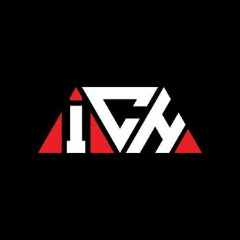 ICH triangle letter logo design with triangle shape. ICH triangle logo design monogram. ICH triangle vector logo template with red color. ICH triangular logo Simple, Elegant, and Luxurious Logo. ICH