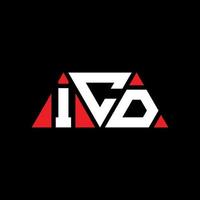 ICD triangle letter logo design with triangle shape. ICD triangle logo design monogram. ICD triangle vector logo template with red color. ICD triangular logo Simple, Elegant, and Luxurious Logo. ICD