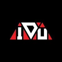 IDU triangle letter logo design with triangle shape. IDU triangle logo design monogram. IDU triangle vector logo template with red color. IDU triangular logo Simple, Elegant, and Luxurious Logo. IDU