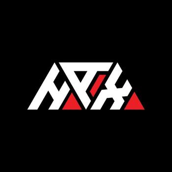 HAX triangle letter logo design with triangle shape. HAX triangle logo design monogram. HAX triangle vector logo template with red color. HAX triangular logo Simple, Elegant, and Luxurious Logo. HAX
