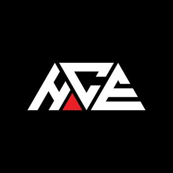 HCE triangle letter logo design with triangle shape. HCE triangle logo design monogram. HCE triangle vector logo template with red color. HCE triangular logo Simple, Elegant, and Luxurious Logo. HCE