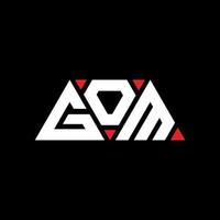 GOM triangle letter logo design with triangle shape. GOM triangle logo design monogram. GOM triangle vector logo template with red color. GOM triangular logo Simple, Elegant, and Luxurious Logo. GOM