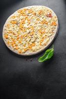 cheesy pizza 4 types of cheese fresh dish healthy meal food snack diet on the table copy space food background rustic top view photo