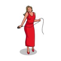 vector illustration, female singer dancing